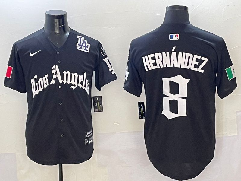 Men Los Angeles Dodgers #8 Hernandez Black Five generations Joint Name 2025 Nike MLB Jersey style 10->los angeles dodgers->MLB Jersey